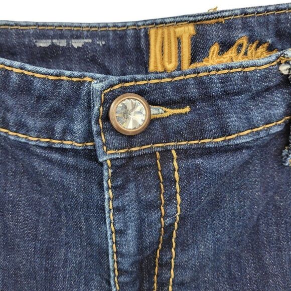 Kut from the Kloth Jeans 14 Dark Wash High-rise Stretch Contrast Stitching Bling - Picture 6 of 17